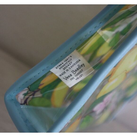 Vera Bradley 27864-12673 Blue Trim/Strap Lemon Grove Clear Beach Wristlet Bag - Picture 3 of 4